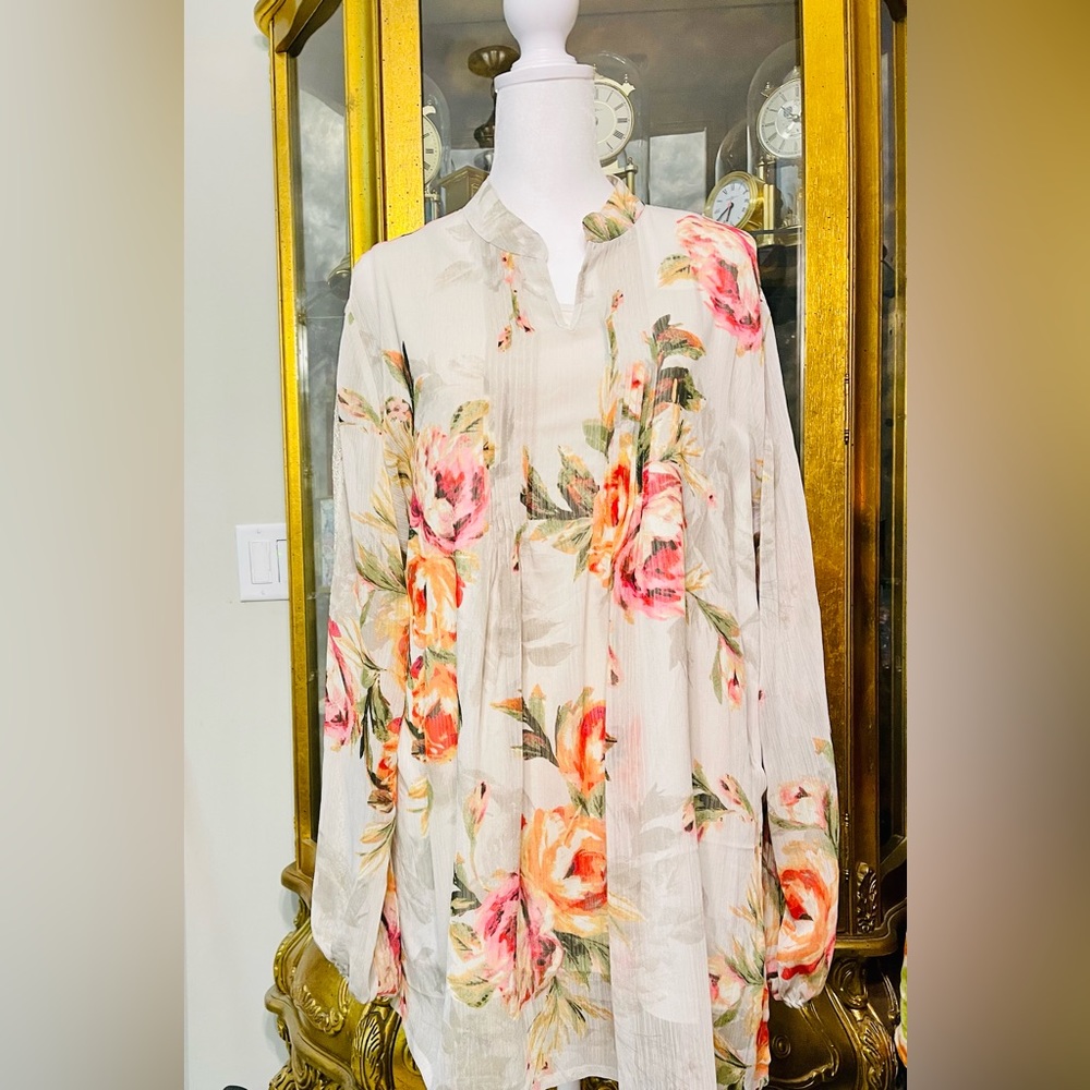 Sheer Floral Blouse with Tank top